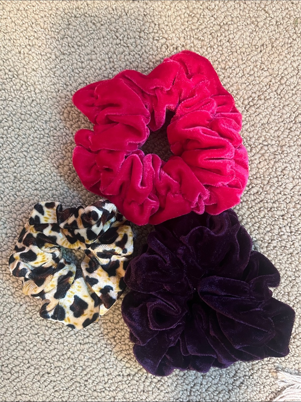 Velvet & Leopard Scrunchie Set - Pink, Purple, Leopard